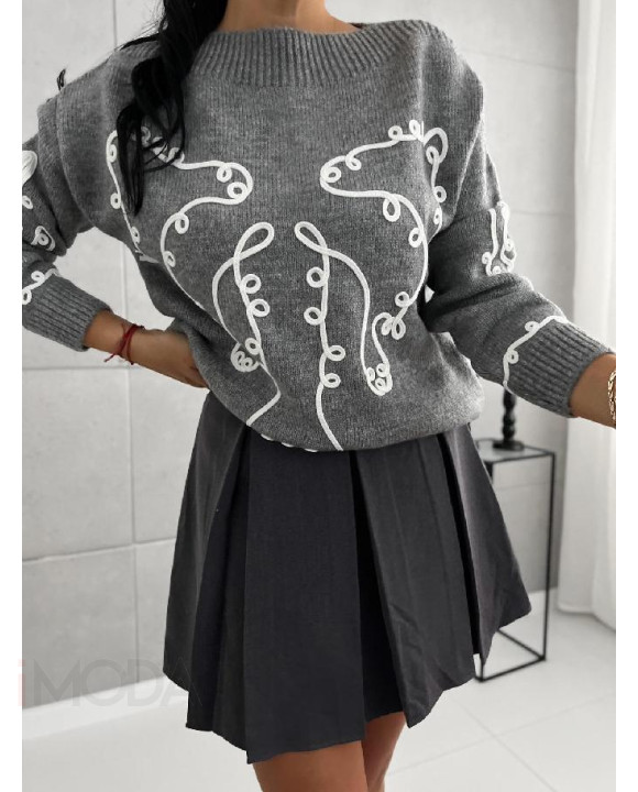 Sivý pletený sveter-313596-20