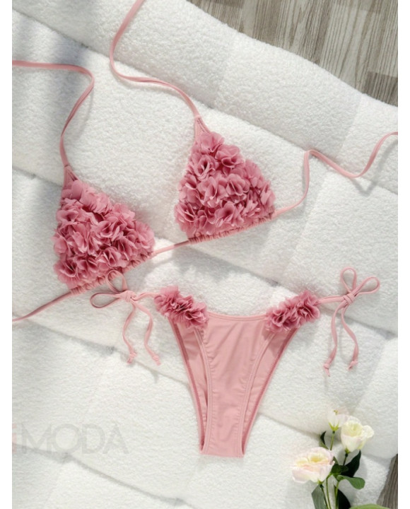 RUŹOVÉ DVOJDIELNE PLAVKY-317574-20