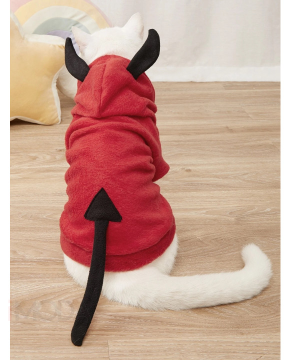 Červená mikina pre psa s kapucňou čert-275393-20