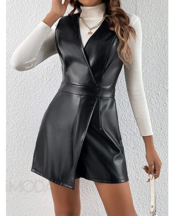 Čierny koženkový overál-279470-20