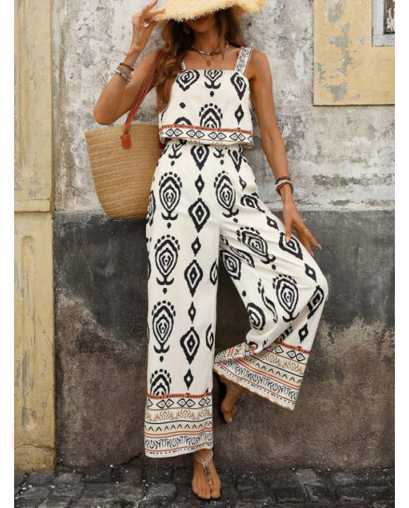 Béžový vzorovaný overal-305904-20