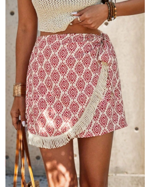 Červené vzorované kraťasy-307685-20