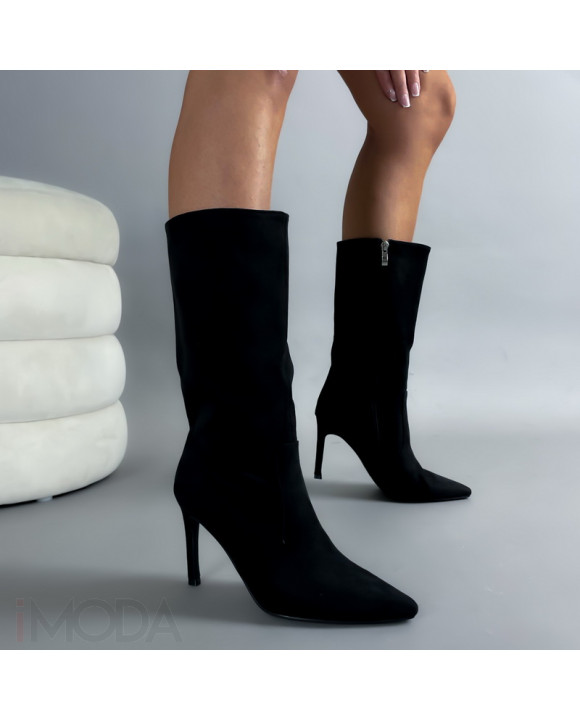 Čierne semišové vysoké čižmy-313044-20