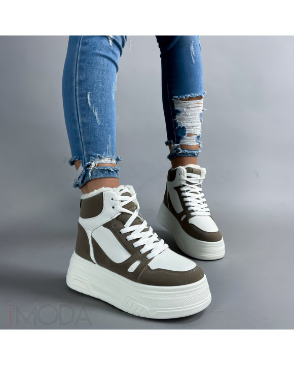 Bielo-hnedé členkové zateplené tenisky-312957-20