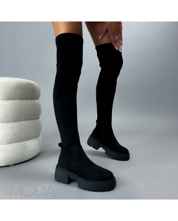 Čierne semišové vysoké čižmy-308600-20