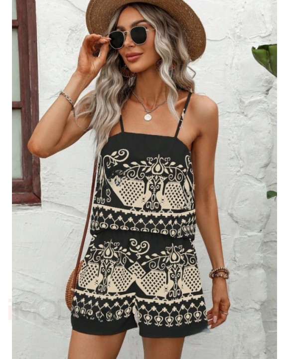 Čierny vzorovaný kraťasový komplet-307666-20