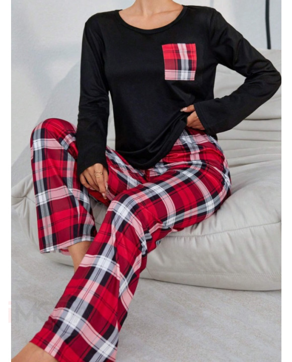 Čierne kárované pyžamo-313959-20