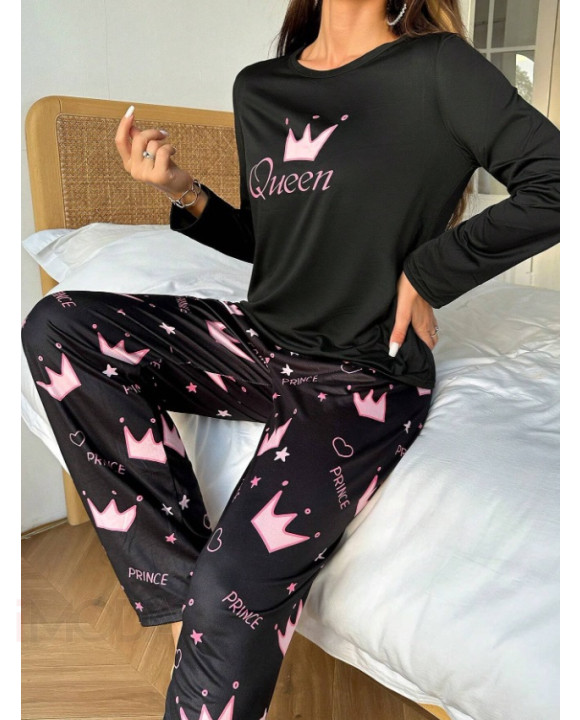 Čierme pyžamo QUEEN-313953-20