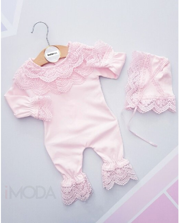 Ružový krajkovaný overal s čiapočkou-269964-20