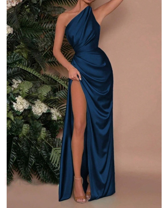 Tmavomodré saténové spoločenské šaty-314253-20