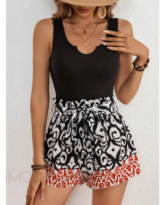 Čierny vzorovaný krátky overal-306961-20