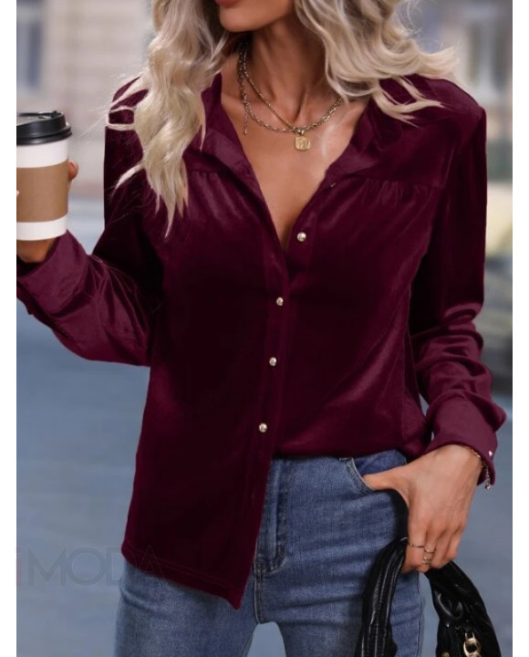 Bordová zamatová košeľa-294356-20