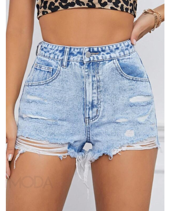 Rifľové potrhané šortky-287179-20