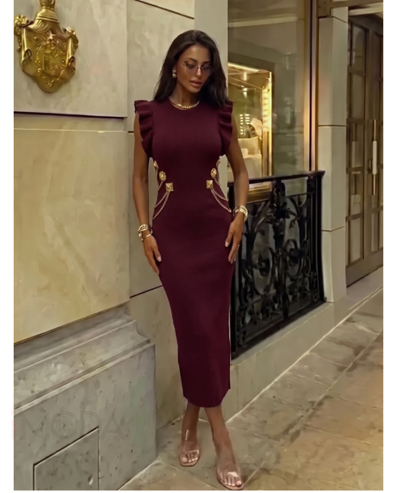 Bordové vrúbkované midi šaty-330381-20