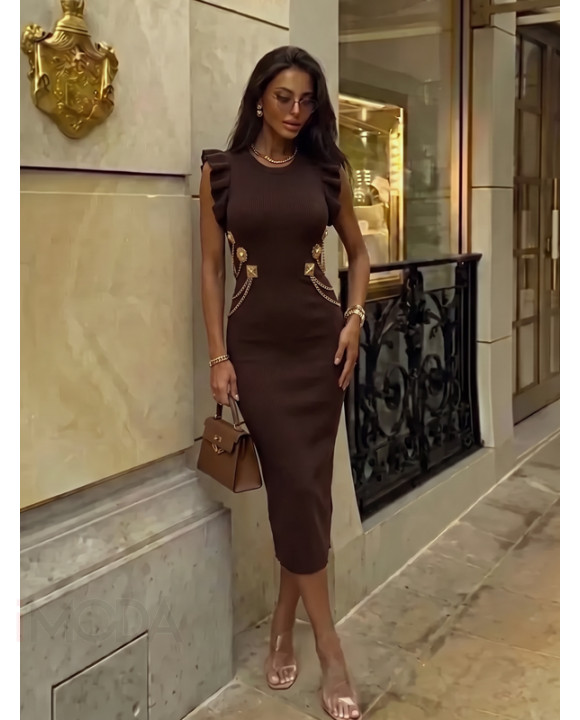 CHOCCO vrúbkované midi šaty-330383-20