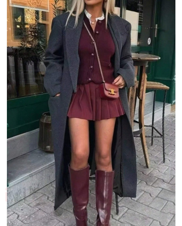 Bordová kraťasová sukňa-314846-20