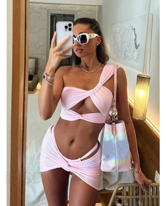 Ružový trojdielny plavkový komplet-325409-20