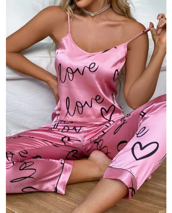 Ružové saténové pyžamo-282832-20