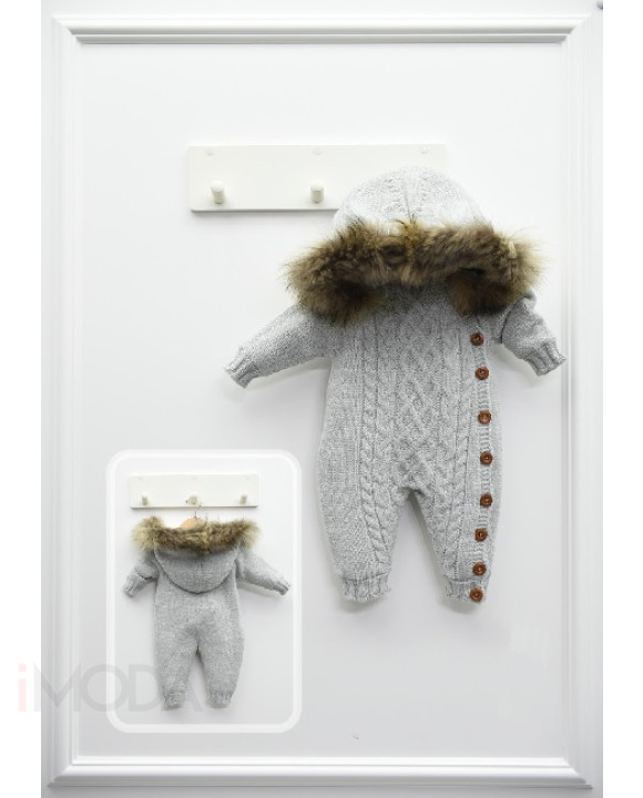 Detský šedý overal s pravou kožušinou-258052-20