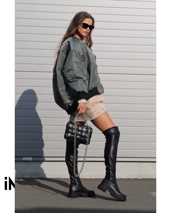 Zelená oversize krátka bombera-277570-20