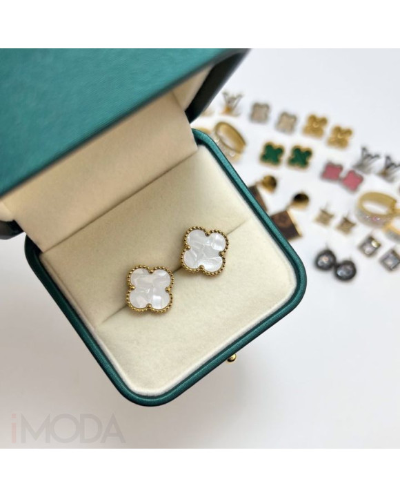 Pozlátené oceľové náušnice MAXI biele-303649-20