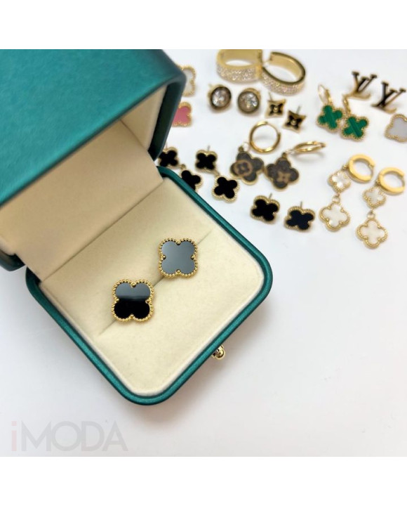 Pozlátené oceľové náušnice MAXI čierne-303648-20