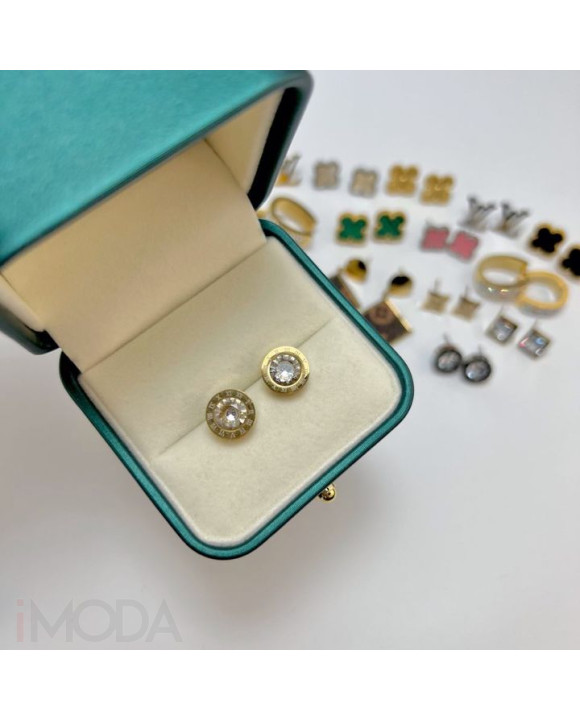 Pozlátené dámske náušnice z chirurgickej ocele-303646-20