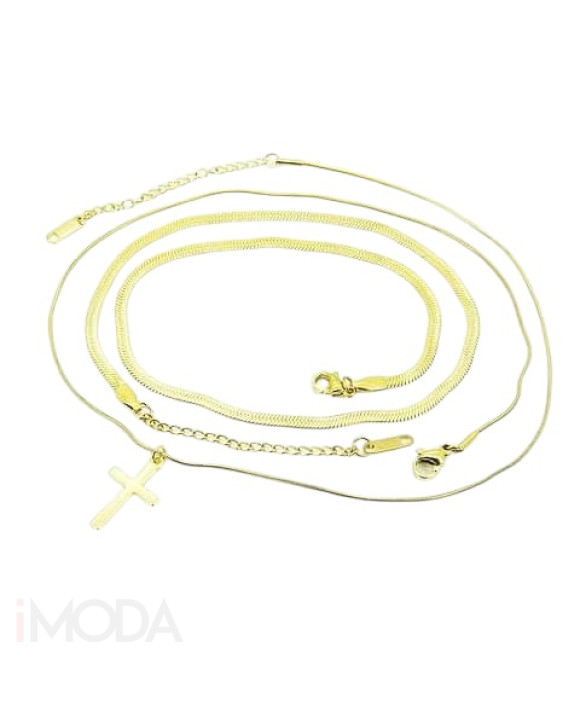 Dvojitý oceľový náhrdelník s príveskom krížik-312007-20
