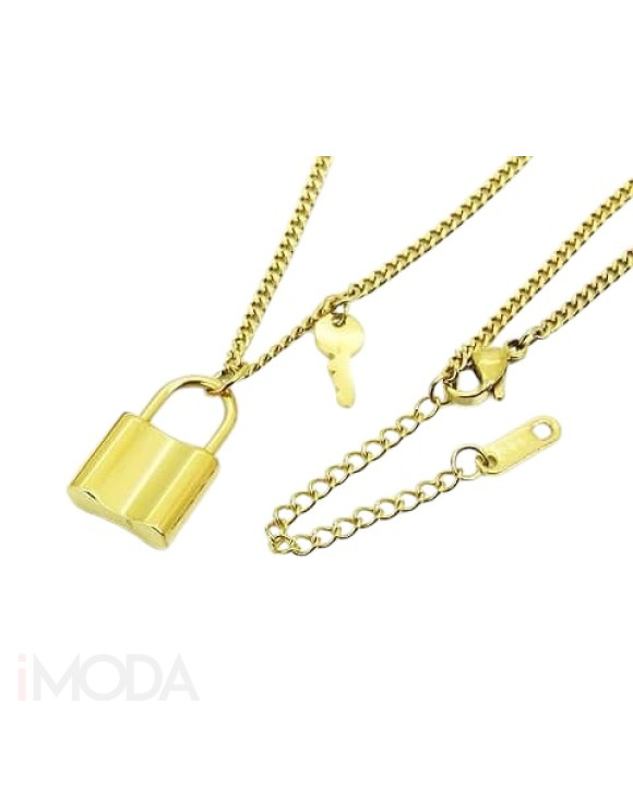 Dámsky oceľový náhrdelník pozlátený kľúčik-311862-20