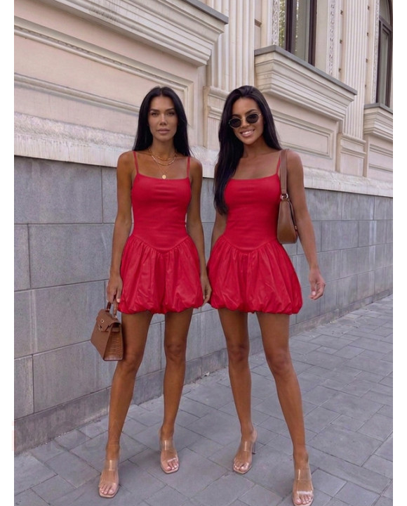Červené PUFFY šaty-329387-20