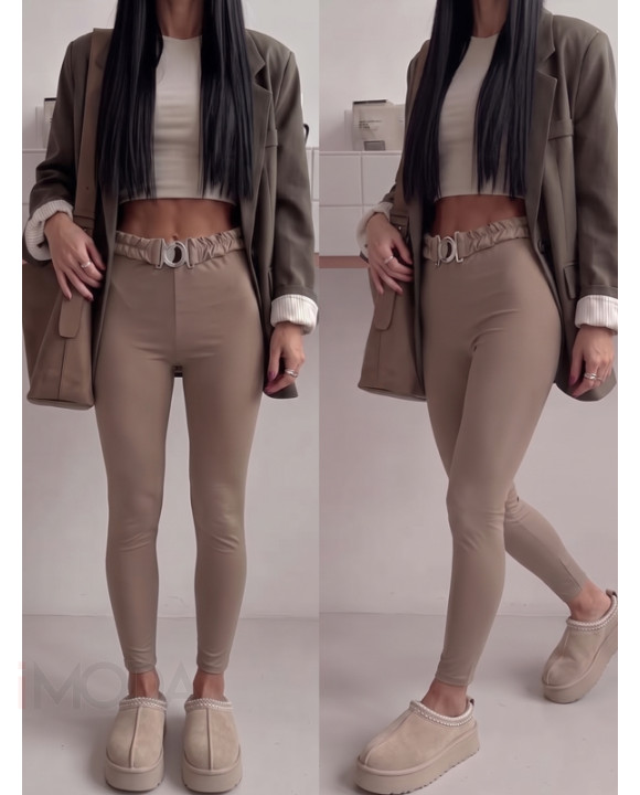 Svetlohnedé LEGGINS s opaskom-330584-20