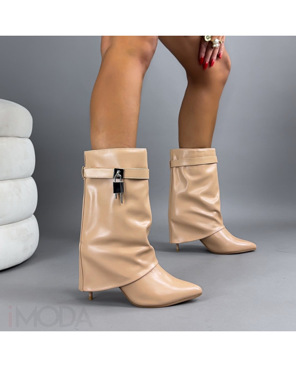 Béžové kotníkové čižmy s ozdobou-321282-20