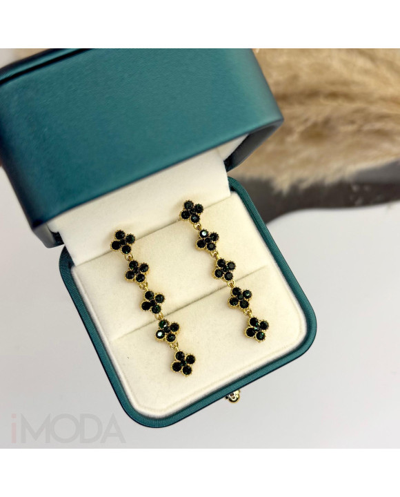 Dámske oceľové náušnice visiace zelené-321553-20