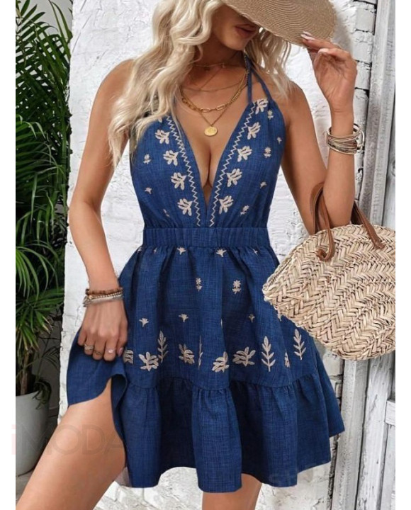 Modré šaty s výšivkou-302440-20