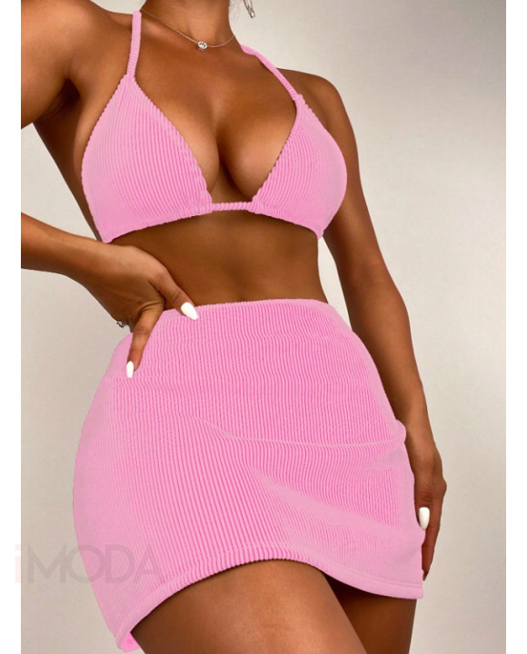 Ružový trojdielny plavkový set-327524-20