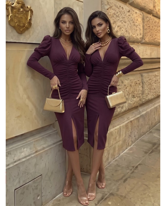 Mauve šaty s výstrihom-331255-20
