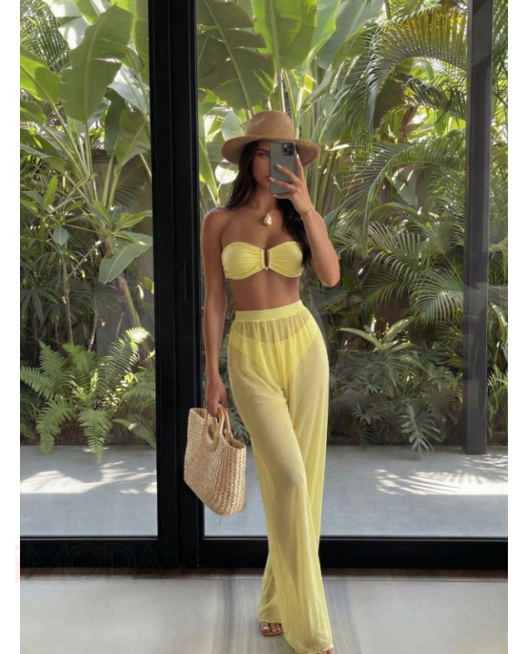 Žltý trojdielny plavkový set-327521-20
