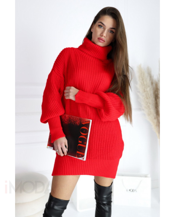 Červené rolákové pletené šaty-296478-20
