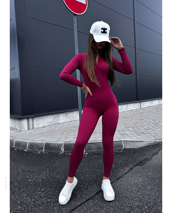 Bordový vrúbkovaný overal-322462-20