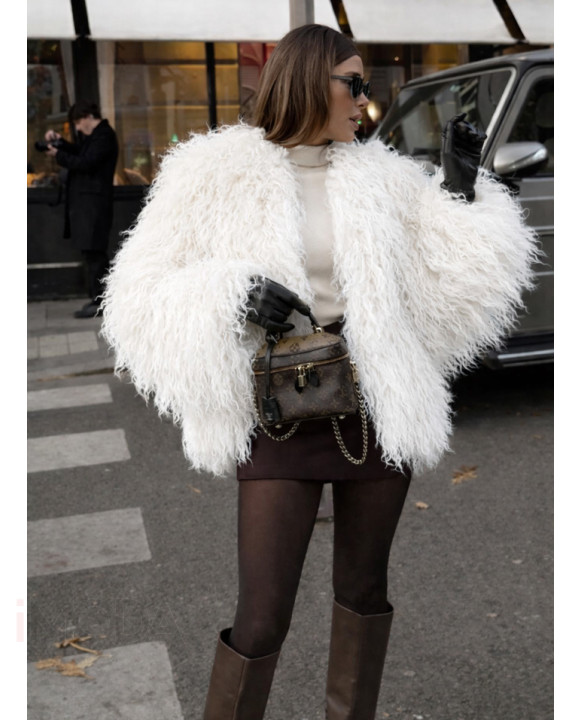 Kožuch z mongolskej ovečky WHITE-324629-20