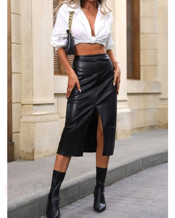 Čierna koženková sukňa-308697-20