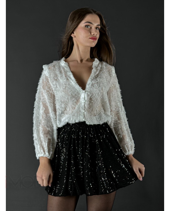 Čierna flitrovaná puffy sukňa-313316-20