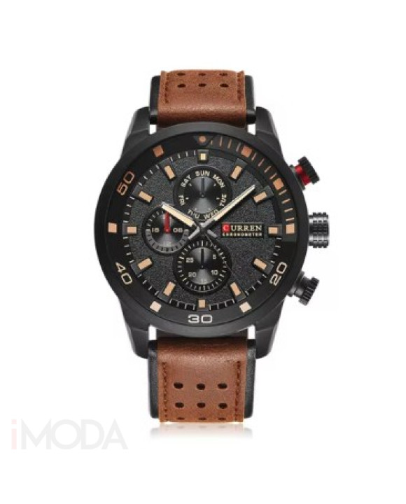 Pánske hodinky s koženým remienkom hnedé-317064-20