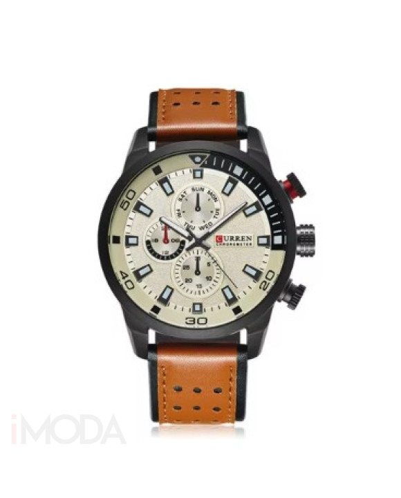 Pánske hodinky s koženým remienkom hnedé-317063-20