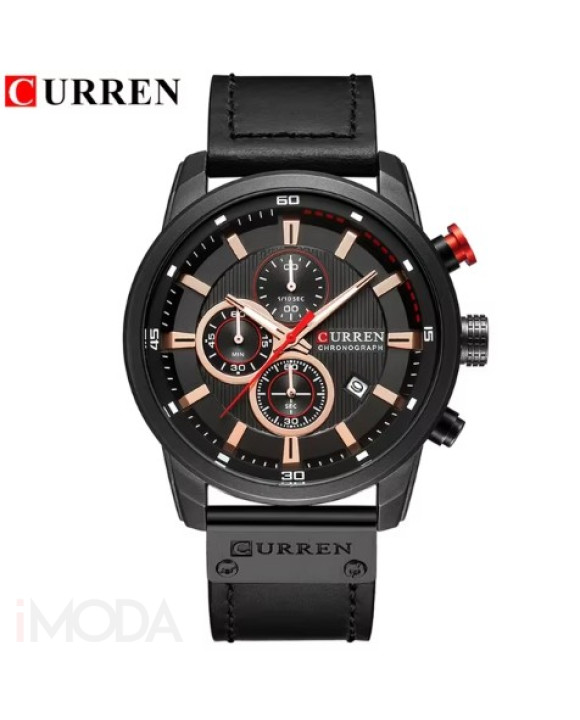 Pánske hodinky s koženým remienkom čierné-317061-20