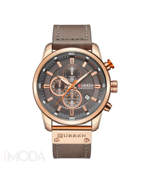 Pánske hodinky s koženým remienkom hnedé-317058-20