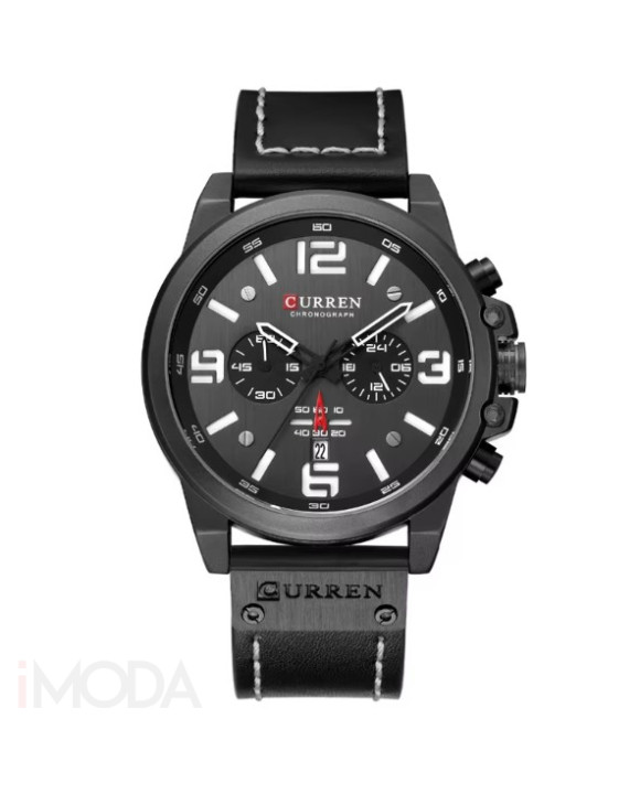 Pánske hodinky s koženým remienkom čierne-317066-20