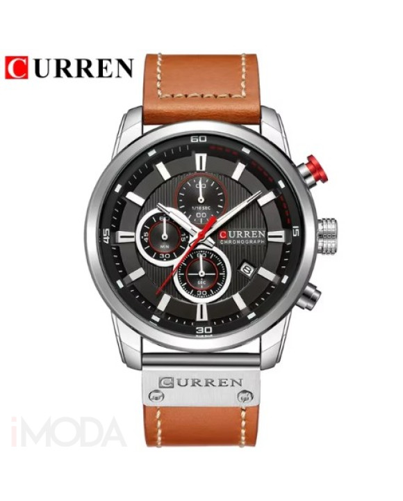 Pánske hodinky s koženým remienkom hnedé-317059-20