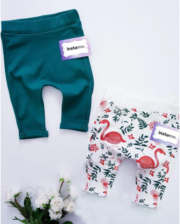 Biele a zelené bavlnené nohavice-250511-20