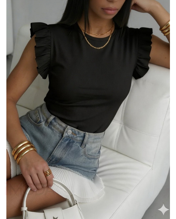 Čierne tričko s volánom-326322-20